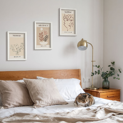 Tríptico com moldura Motivos e linhas vegetais em estilo moderno