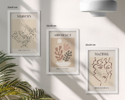 Tríptico com moldura Motivos e linhas vegetais em estilo moderno