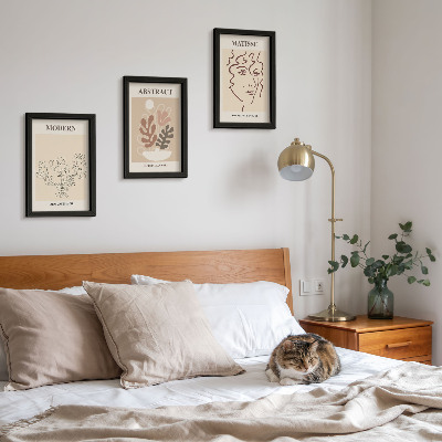 Tríptico com moldura Motivos e linhas vegetais em estilo moderno