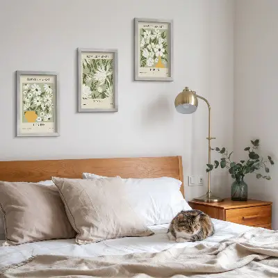 Conjunto de quadros com imagens pôsteres florais de Londres, Tóquio e Dublin