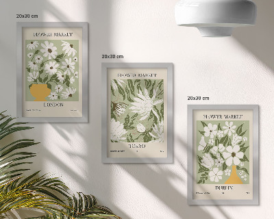 Conjunto de molduras com imagens Pôsteres florais Londres Tóquio Dublin