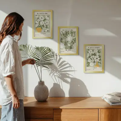 Conjunto de quadros com imagens pôsteres florais de Londres, Tóquio e Dublin