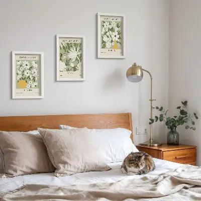 Conjunto de quadros com imagens pôsteres florais de Londres, Tóquio e Dublin