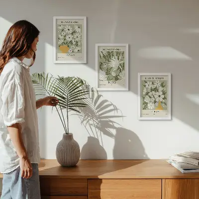 Conjunto de quadros com imagens pôsteres florais de Londres, Tóquio e Dublin