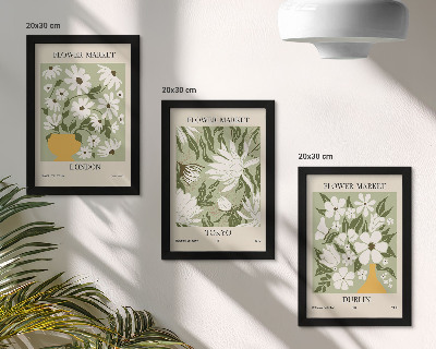 Conjunto de molduras com imagens Pôsteres florais Londres Tóquio Dublin