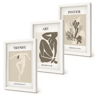Figuras Humanas com Plantas de Henri Matisse tríptico com moldura