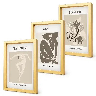 Figuras Humanas com Plantas de Henri Matisse tríptico com moldura