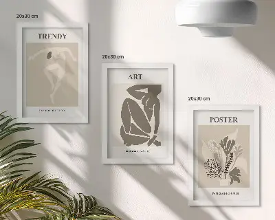 Figuras Humanas com Plantas de Henri Matisse tríptico com moldura