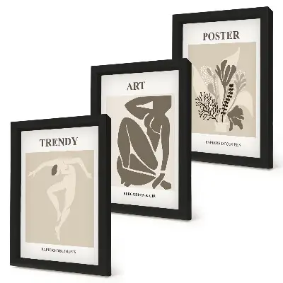 Figuras Humanas com Plantas de Henri Matisse tríptico com moldura
