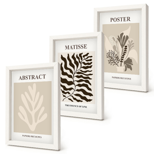 Conjunto de molduras com imagens Padrões de plantas em tons de bege e marrom.