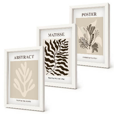 Conjunto de molduras com imagens Padrões de plantas em tons de bege e marrom.