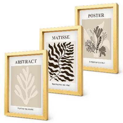 Conjunto de molduras com imagens Padrões de plantas em tons de bege e marrom.