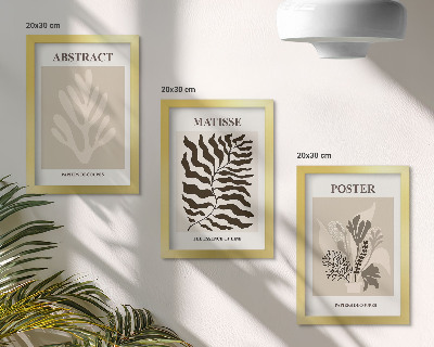 Conjunto de molduras com imagens Padrões de plantas em tons de bege e marrom.