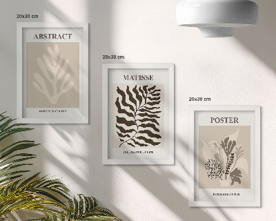 Conjunto de molduras com imagens Padrões de plantas em tons de bege e marrom.