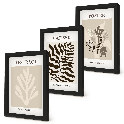 Conjunto de molduras com imagens Padrões de plantas em tons de bege e marrom.