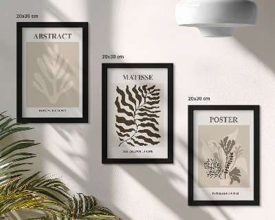 Conjunto de molduras com imagens Padrões de plantas em tons de bege e marrom.