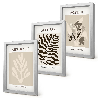 Conjunto de molduras com imagens Padrões de plantas em tons de bege e marrom.