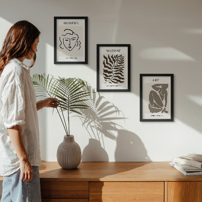 Conjunto de molduras com imagens Gráficos elegantes com linhas e figuras em cores neutras.