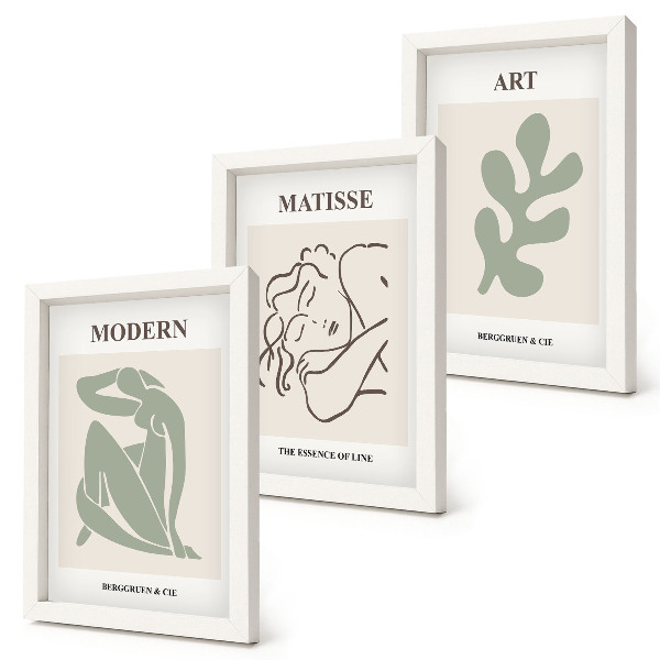 Tríptico com moldura Personagens e plantas estilosos em um design minimalista.