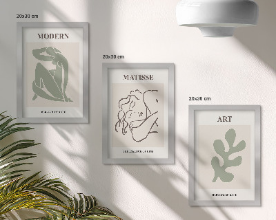 Tríptico com moldura Personagens e plantas estilosos em um design minimalista.