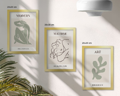 Tríptico com moldura Personagens e plantas estilosos em um design minimalista.