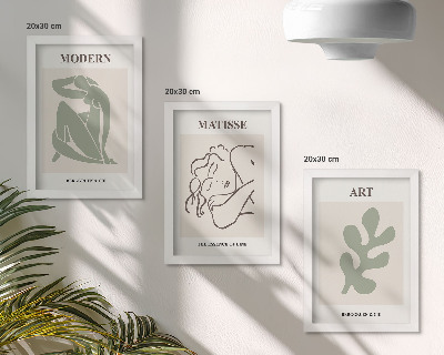 Tríptico com moldura Personagens e plantas estilosos em um design minimalista.