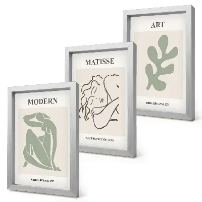 Tríptico com moldura personagens e plantas com design minimalista