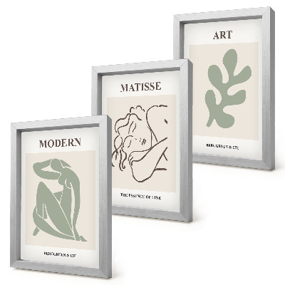 Tríptico com moldura Personagens e plantas estilosos em um design minimalista.