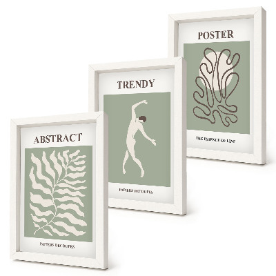 Conjunto de 3 quadros decorativos Padrões de plantas em tons de verde por Henri Matisse