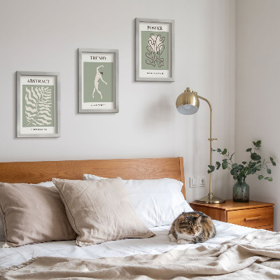 Conjunto de 3 quadros decorativos Padrões de plantas em tons de verde por Henri Matisse