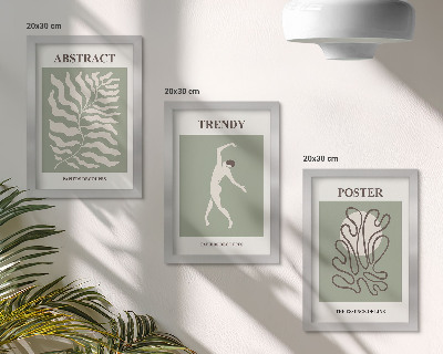 Conjunto de 3 quadros decorativos Padrões de plantas em tons de verde por Henri Matisse