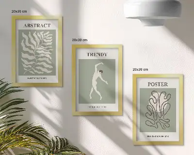 Conjunto de 3 quadros decorativos com padrões de plantas em tons de verde por Henri Matisse