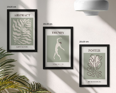 Conjunto de 3 quadros decorativos Padrões de plantas em tons de verde por Henri Matisse