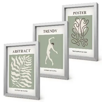 Conjunto de 3 quadros decorativos com padrões de plantas em tons de verde por Henri Matisse