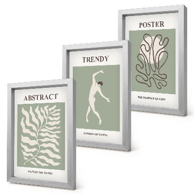 Conjunto de 3 quadros decorativos Padrões de plantas em tons de verde por Henri Matisse
