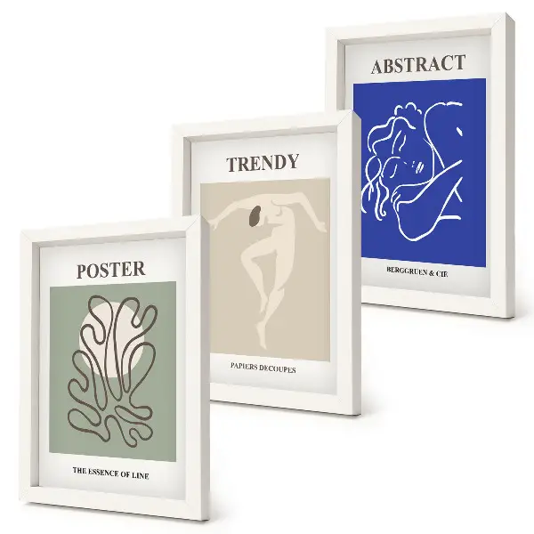 Ilustrações de Henri Matisse em pastel tríptico com moldura