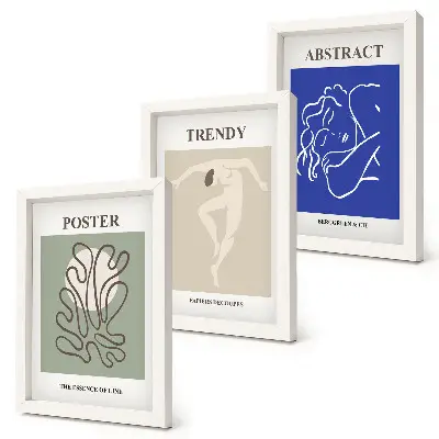 Ilustrações de Henri Matisse em pastel tríptico com moldura