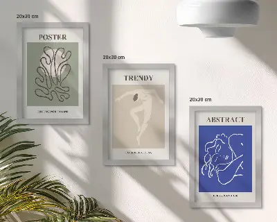 Ilustrações de Henri Matisse em pastel tríptico com moldura