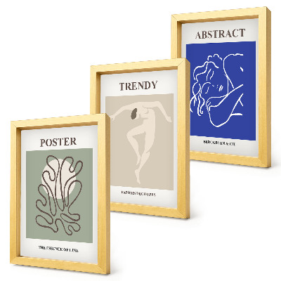 Tríptico com moldura Ilustrações em pastel de Henri Matisse