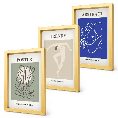 Ilustrações de Henri Matisse em pastel tríptico com moldura