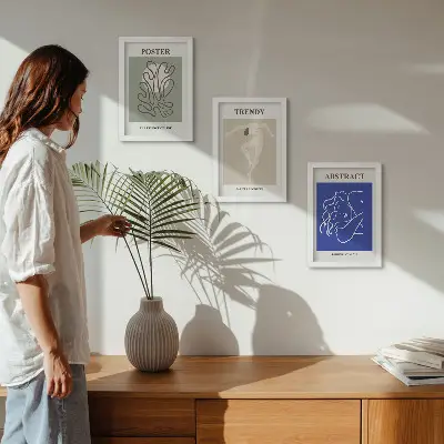 Ilustrações de Henri Matisse em pastel tríptico com moldura