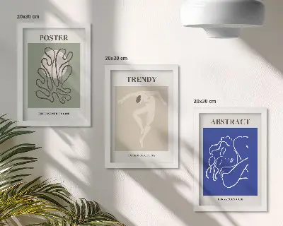Ilustrações de Henri Matisse em pastel tríptico com moldura
