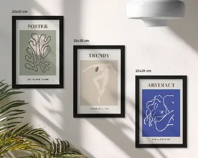 Ilustrações de Henri Matisse em pastel tríptico com moldura