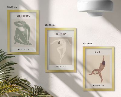 Conjunto de 3 quadros decorativos Personagens estilosos em tons minimalistas