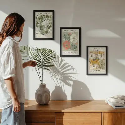 Tríptico com moldura motivos florais de várias cidades do mundo