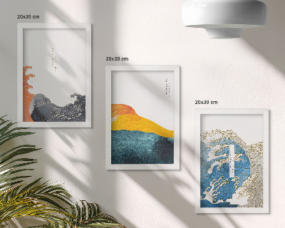 Conjunto de molduras com imagens Ondas em estilo gráfico japonês