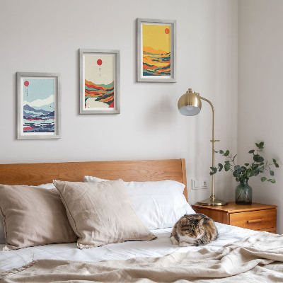 Conjunto de molduras com imagens Paisagens abstratas e coloridas de montanhas e rios