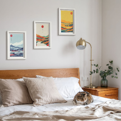 Conjunto de molduras com imagens Paisagens abstratas e coloridas de montanhas e rios