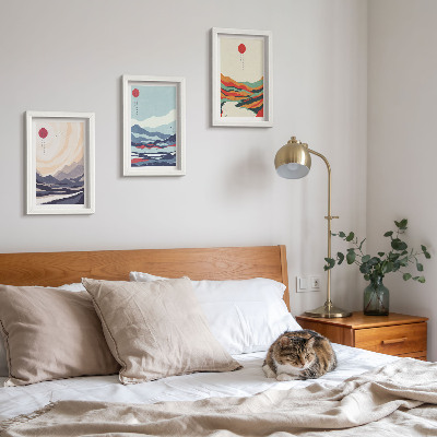Conjunto de molduras com imagens Paisagens montanhosas abstratas japonesas
