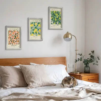Conjunto de molduras com imagens com padrões frutados de frutas cítricas e flores vintage